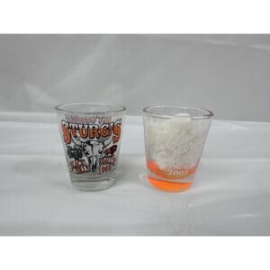 STURGIS SHOT GLASS Black Hills MOTORCYLE Rally 1998 Orange Base 2005
